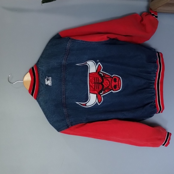 STARTER Other - Vintage throwback official starters NBA Chicago bulls denim jacket